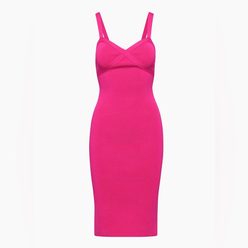Aritzia Babaton Greta Sculpt Knit Dress – Hot Pink, Size M